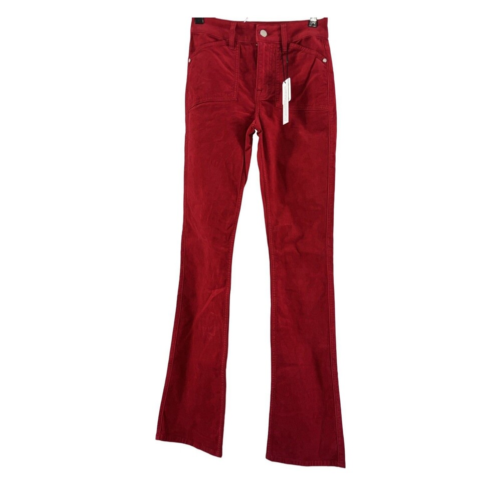 Sanctuary High Waist Velveteen Bootcut Pants Cherry Lacquer Women’s 24 FLAWED - Picture 6 of 16